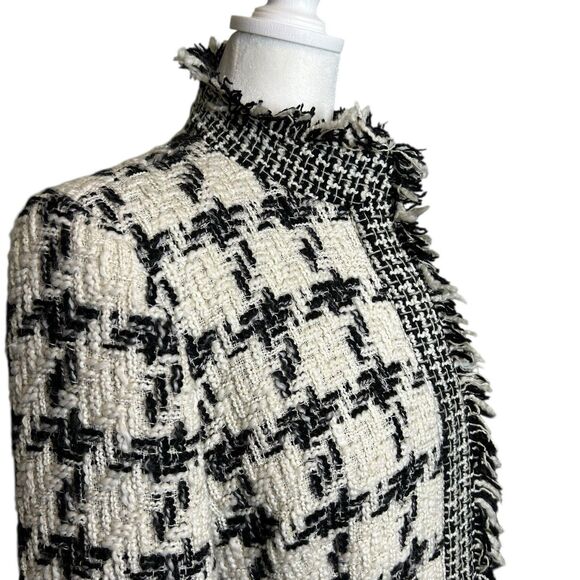 Vintage Harve Benard Holtzman Wool Blend Blazer Black White Zip Front Size 6P - Picture 4 of 13